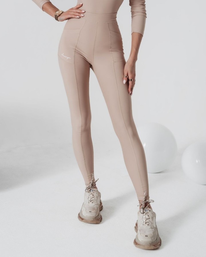 Legginsy damskie OLAVOGA JULES beż - FashionPlace - 1