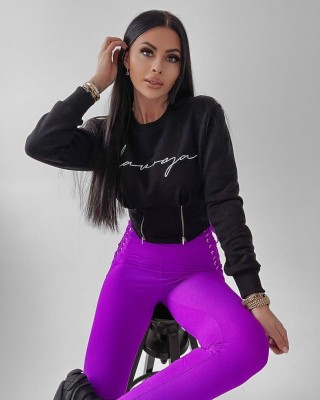 Legginsy damskie OLAVOGA ROSALIE fiolet - FashionPlace - 1