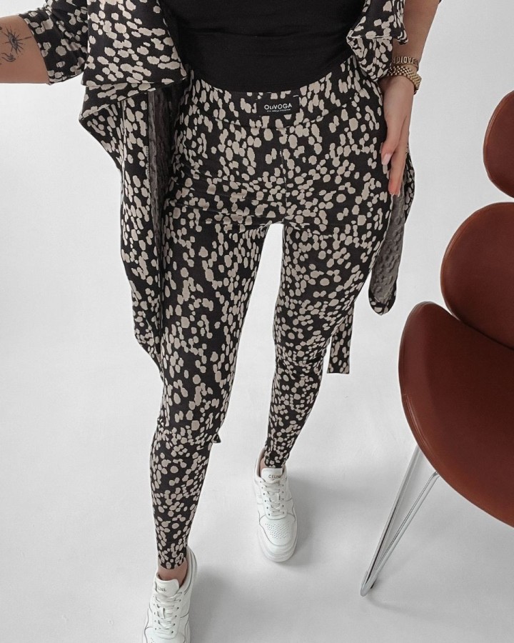 Legginsy damskie OLAVOGA STORM czarno - beżowy - FashionPlace - 3