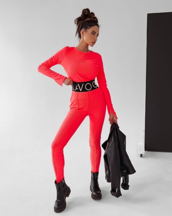 Legginsy damskie OLAVOGA SUSAN neon róż - FashionPlace - 2