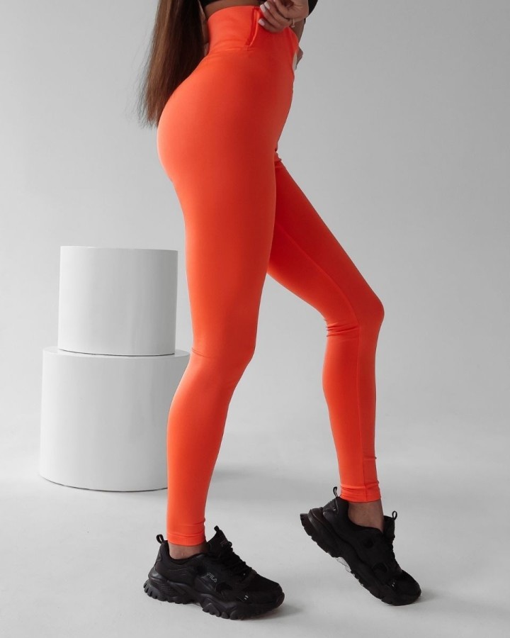 Legginsy damskie OLAVOGA JUDITH neon pomarańcz - FashionPlace - 1