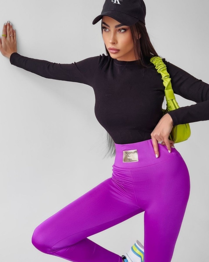 Legginsy damskie OLAVOGA JUDITH fiolet - FashionPlace - 4