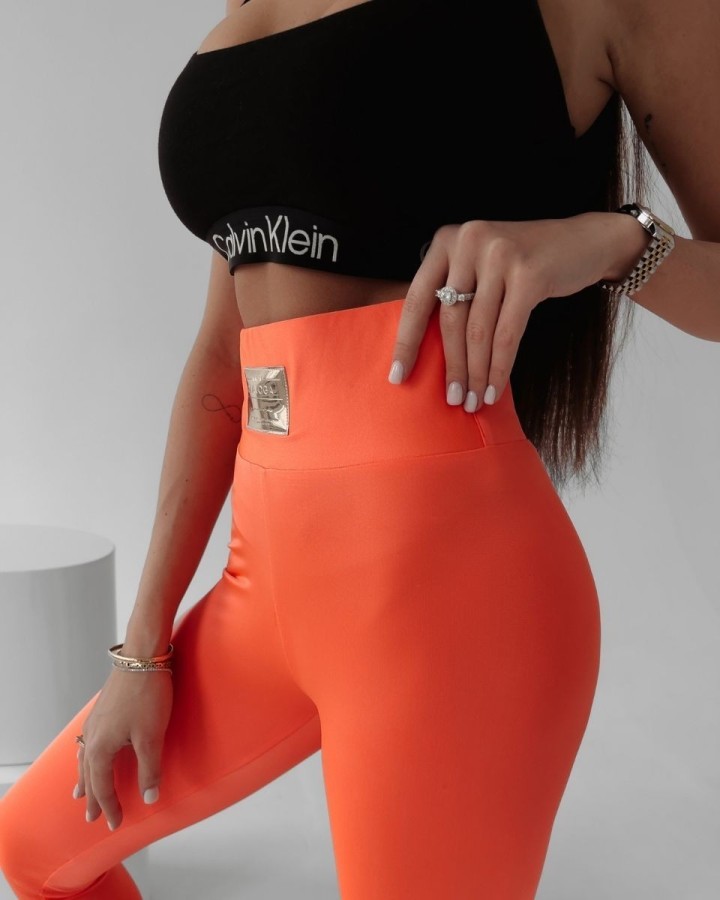 Legginsy damskie OLAVOGA JUDITH neon pomarańcz - FashionPlace - 2