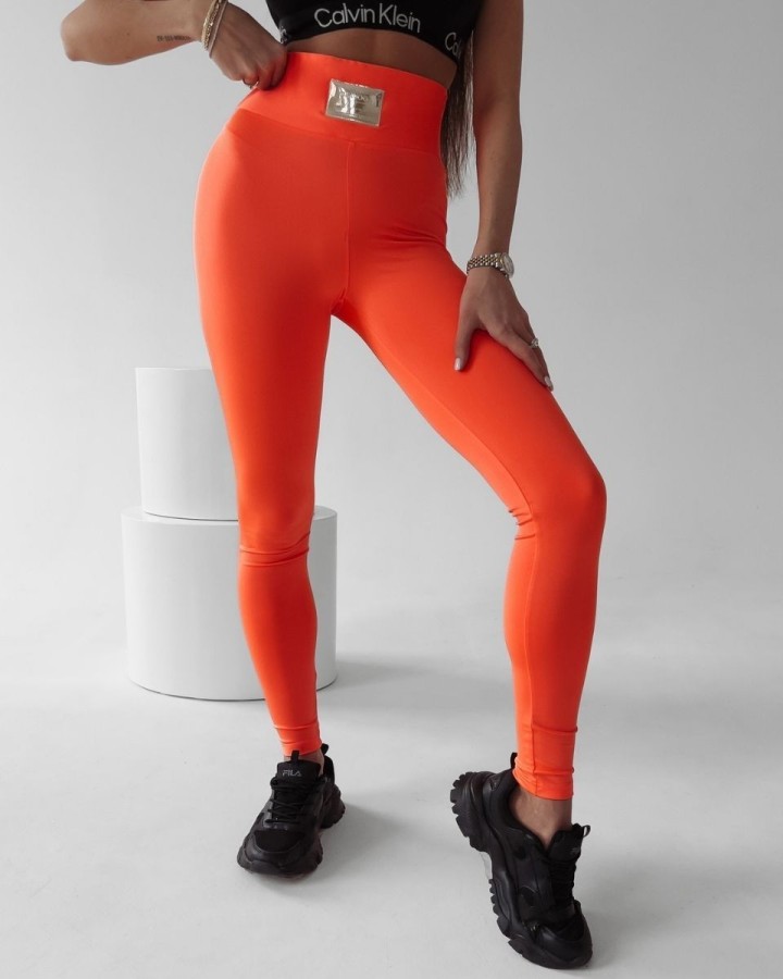 Legginsy damskie OLAVOGA JUDITH neon pomarańcz - FashionPlace - 3