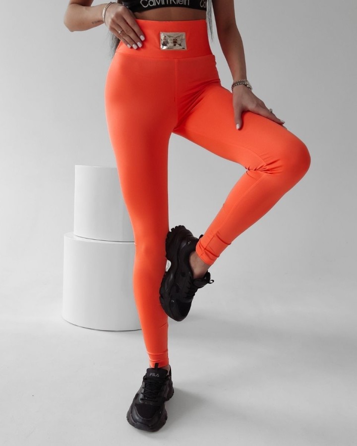 Legginsy damskie OLAVOGA JUDITH neon pomarańcz - FashionPlace - 4