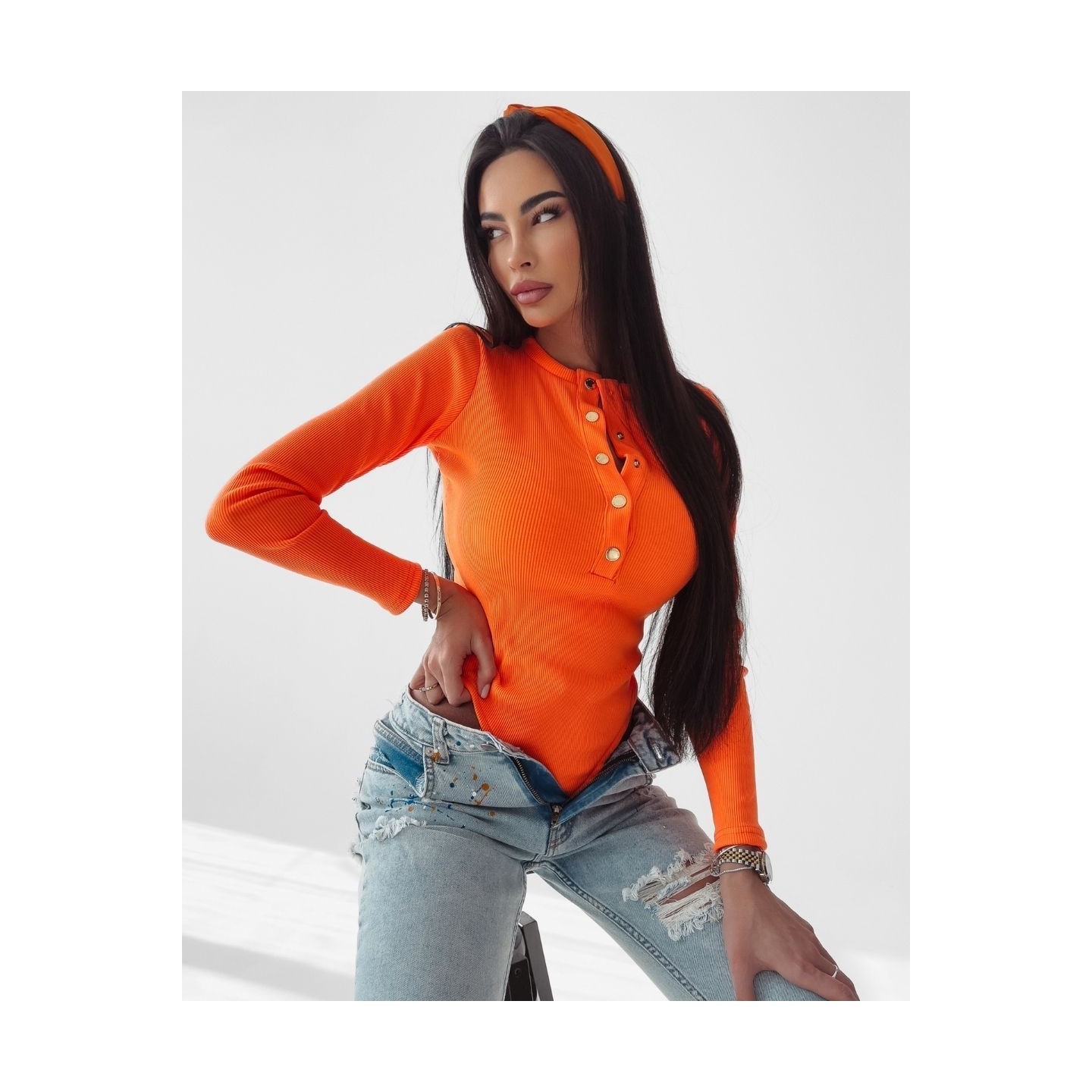 Body damskie OLAVOGA STACY neon pomarańcz - FashionPlace - 4