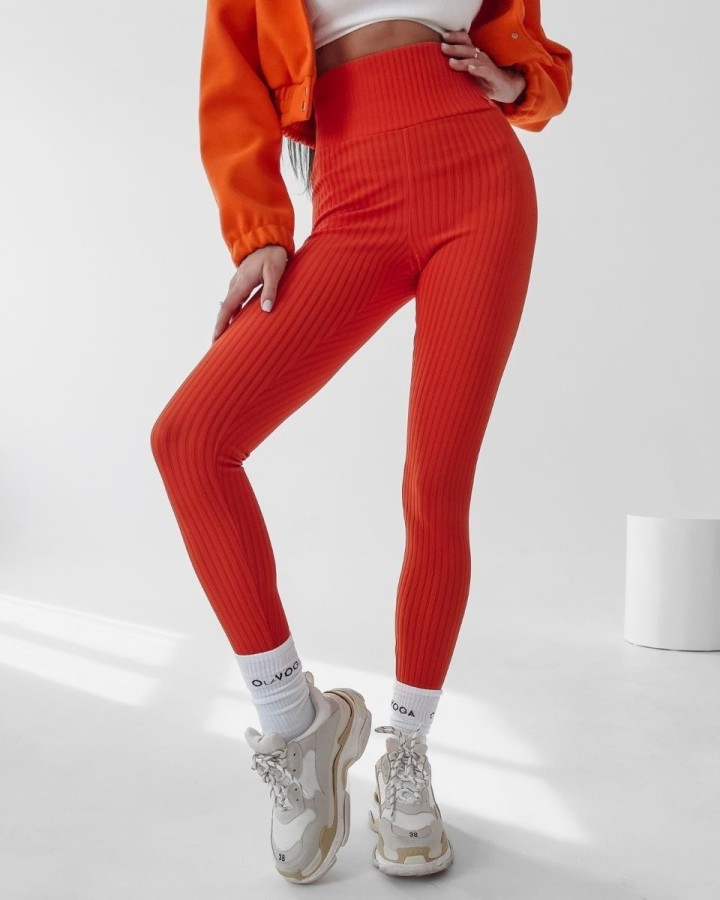 Legginsy damskie OLAVOGA DEBRA neon pomarańcz - FashionPlace - 2