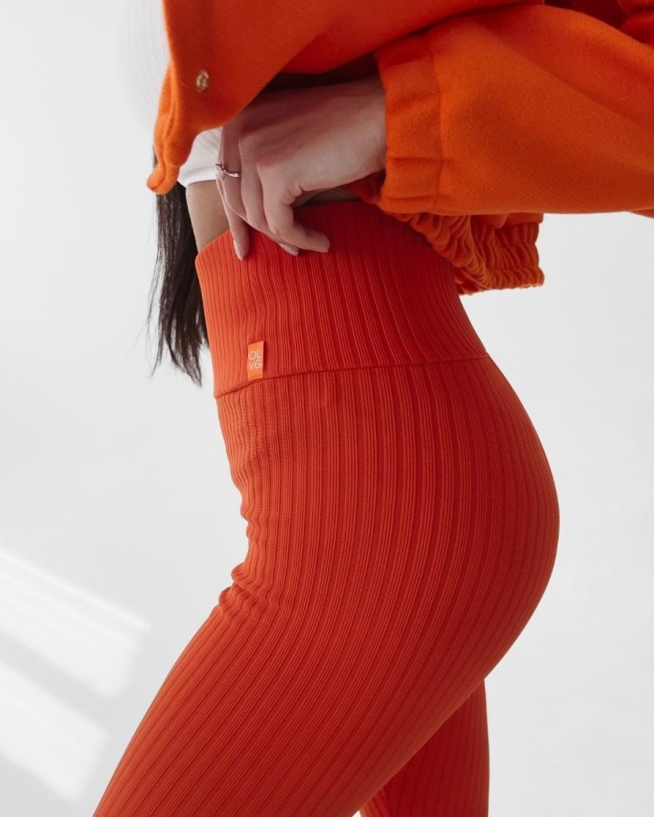 Legginsy damskie OLAVOGA DEBRA neon pomarańcz - FashionPlace - 3