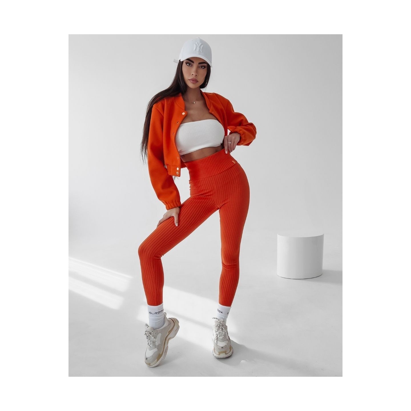 Legginsy damskie OLAVOGA DEBRA neon pomarańcz - FashionPlace - 4