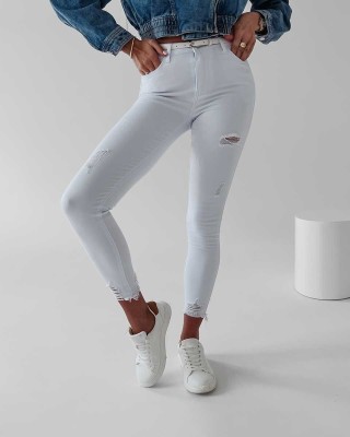 Spodnie jeansowe damskie OLAVOGA BARIA 252 biały - FashionPlace - 1