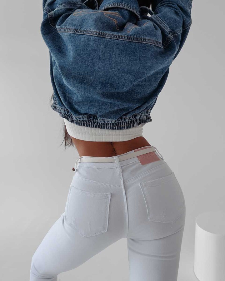 Spodnie jeansowe damskie OLAVOGA BARIA 252 biały - FashionPlace - 4