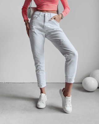 Spodnie jeansowe damskie OLAVOGA CAMI 249 biały - FashionPlace - 2