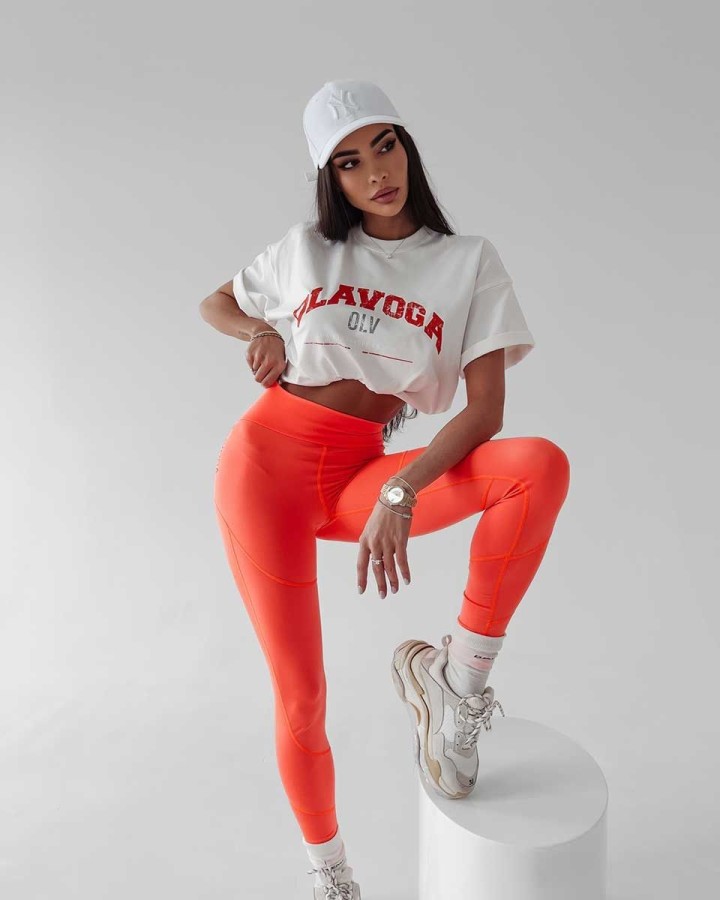 Legginsy damskie OLAVOGA HOSTE neon pomarańcz - FashionPlace - 2