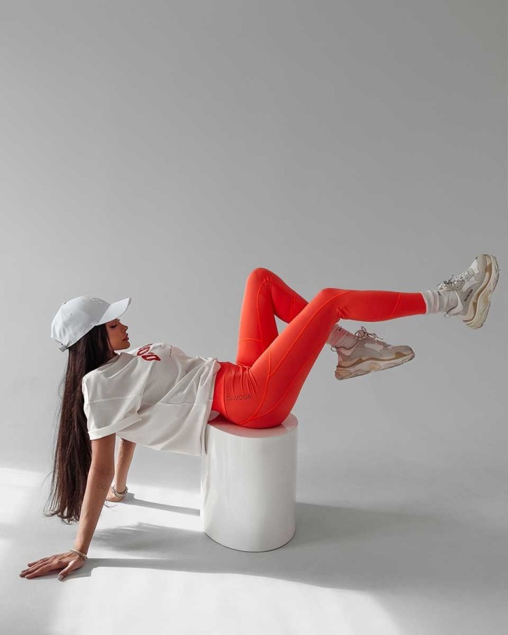 Legginsy damskie OLAVOGA HOSTE neon pomarańcz - FashionPlace - 3