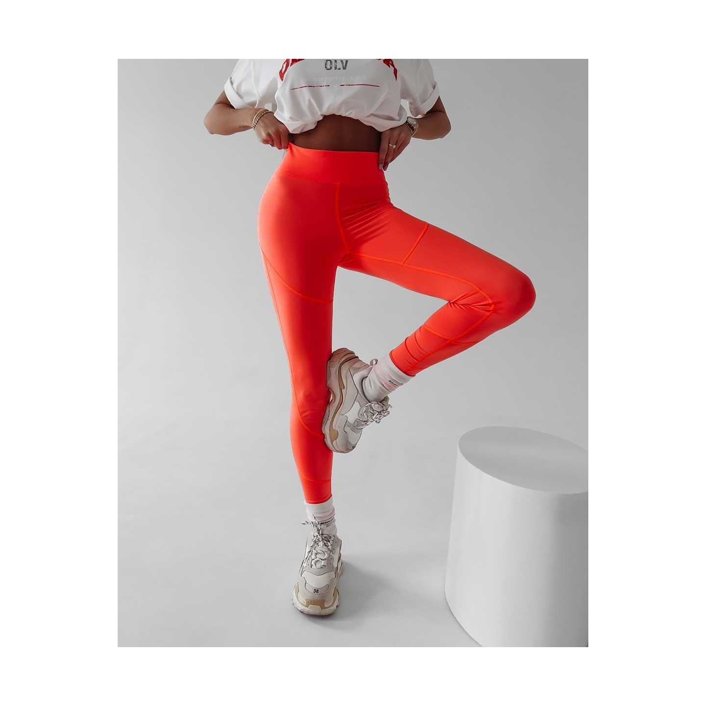Legginsy damskie OLAVOGA HOSTE neon pomarańcz - FashionPlace - 7