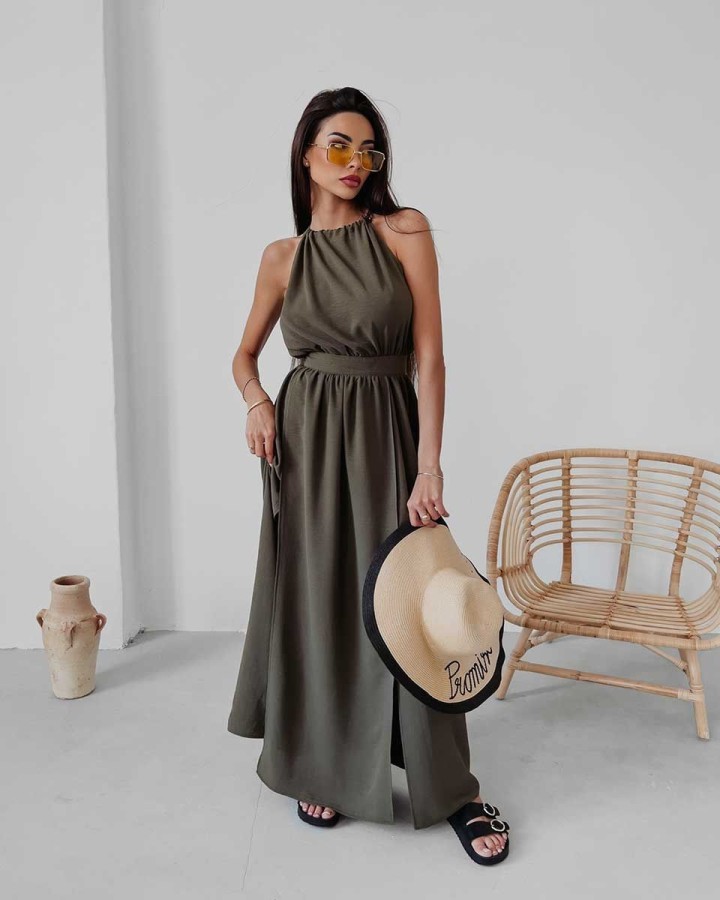 Sukienka damska OLAVOGA GAJA khaki - FashionPlace - 1