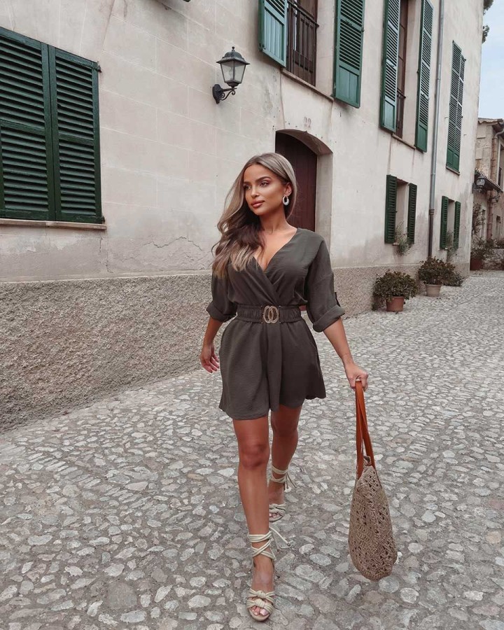 Kombinezon damski OLAVOGA BALI khaki - FashionPlace - 2