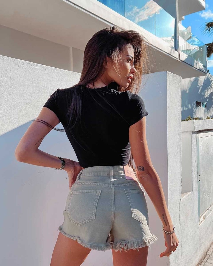 Spodenki jeansowe damskie OLAVOGA CILIA 3689 khaki - FashionPlace - 2