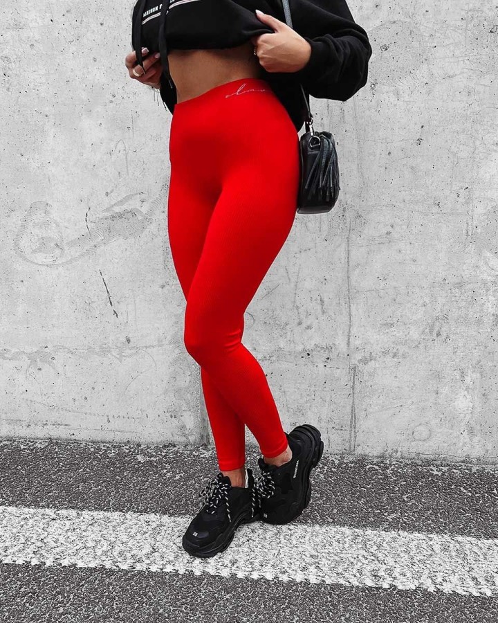 Legginsy damskie OLAVOGA Classic 2023 czerwień - FashionPlace - 2