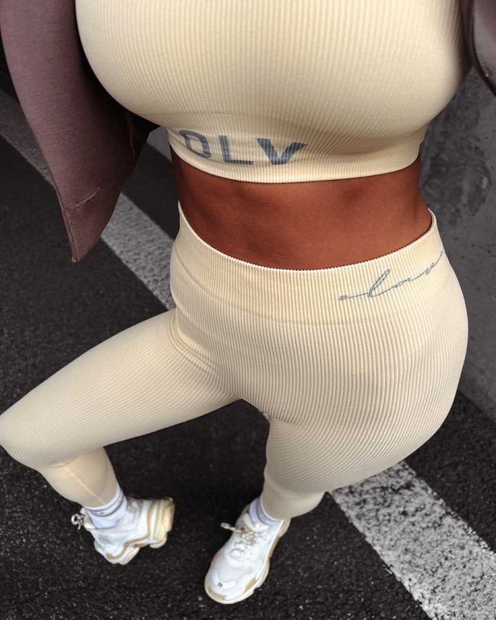 Legginsy damskie OLAVOGA Classic 2023 beż - FashionPlace - 4