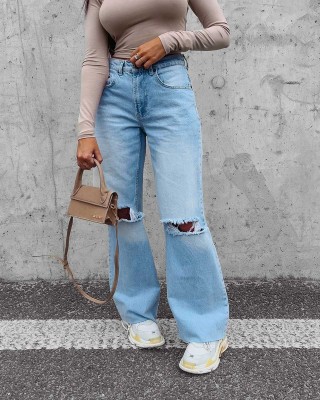 Spodnie damskie jeansowe OLAVOGA Morgan 2023 niebieskie - FashionPlace - 1