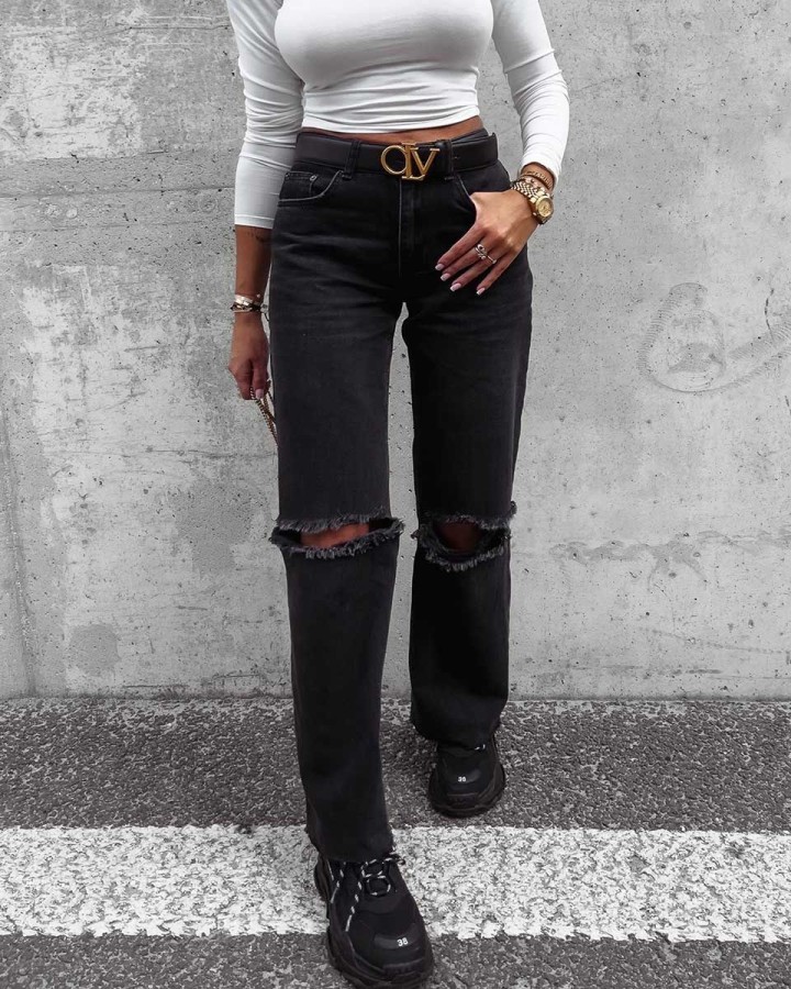 Spodnie damskie jeansowe OLAVOGA Morgan 2023 czerń - FashionPlace - 1