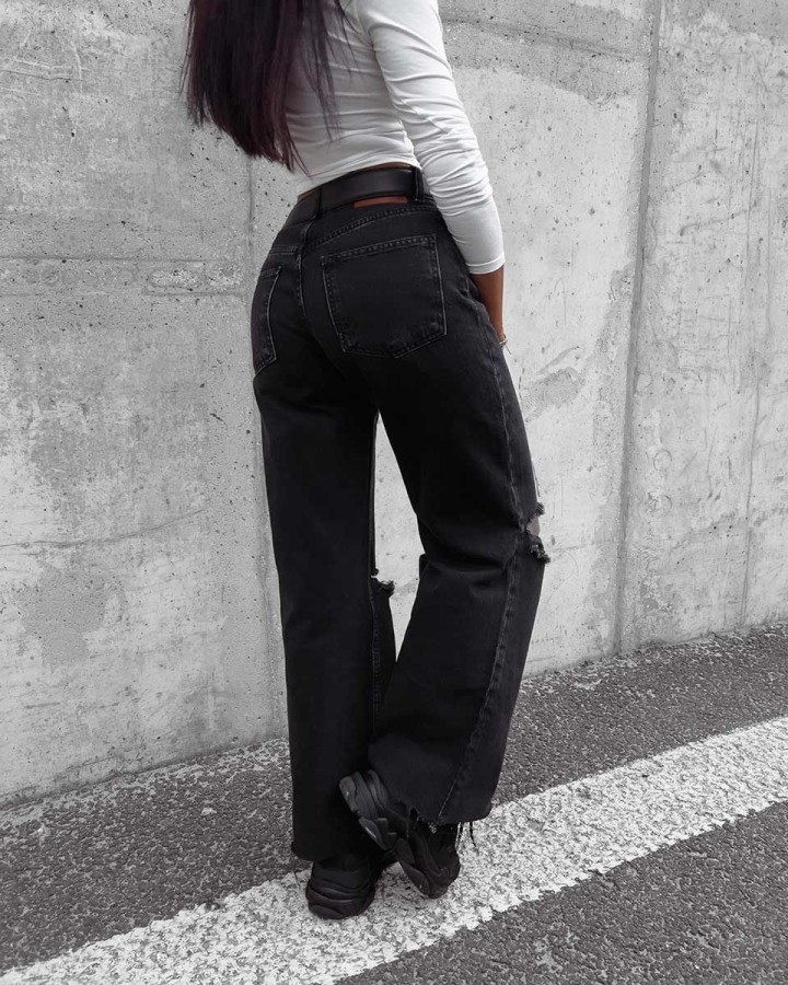 Spodnie damskie jeansowe OLAVOGA Morgan 2023 czerń - FashionPlace - 3