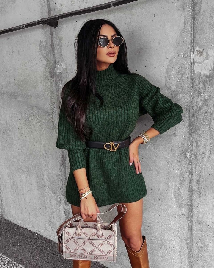 Sweter damski OLAVOGA Lope 2023 zielony - FashionPlace - 1