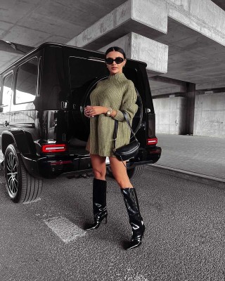 Sweter damski OLAVOGA Lope 2023 khaki - FashionPlace - 1