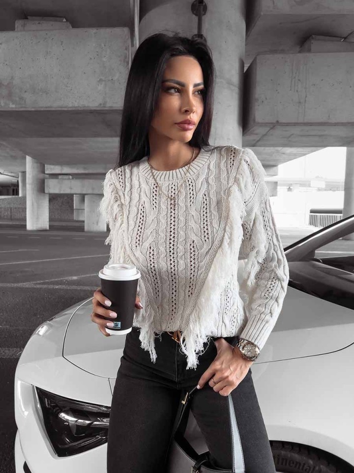 Sweter damski OLAVOGA LAREN 2023 kremowy - FashionPlace - 2