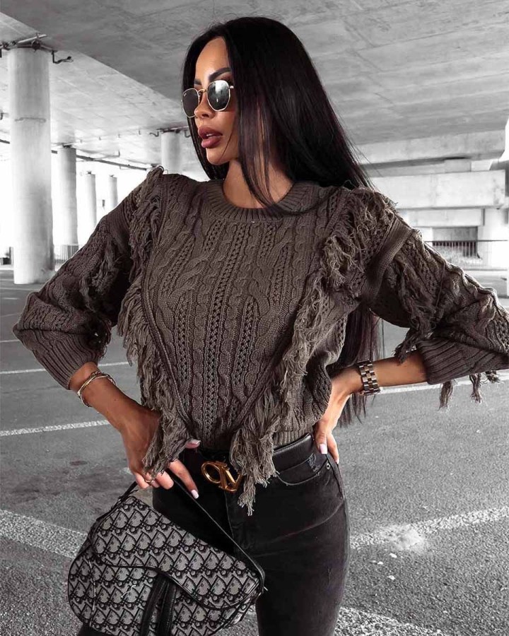 Sweter damski OLAVOGA LAREN 2023 khaki - FashionPlace - 2