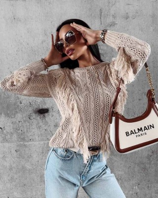 Sweter damski OLAVOGA LAREN 2023 jasny beż - FashionPlace - 1
