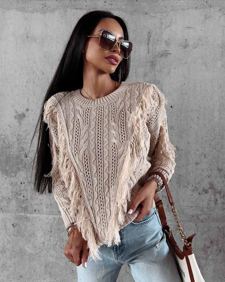 Sweter damski OLAVOGA LAREN 2023 jasny beż - FashionPlace - 2