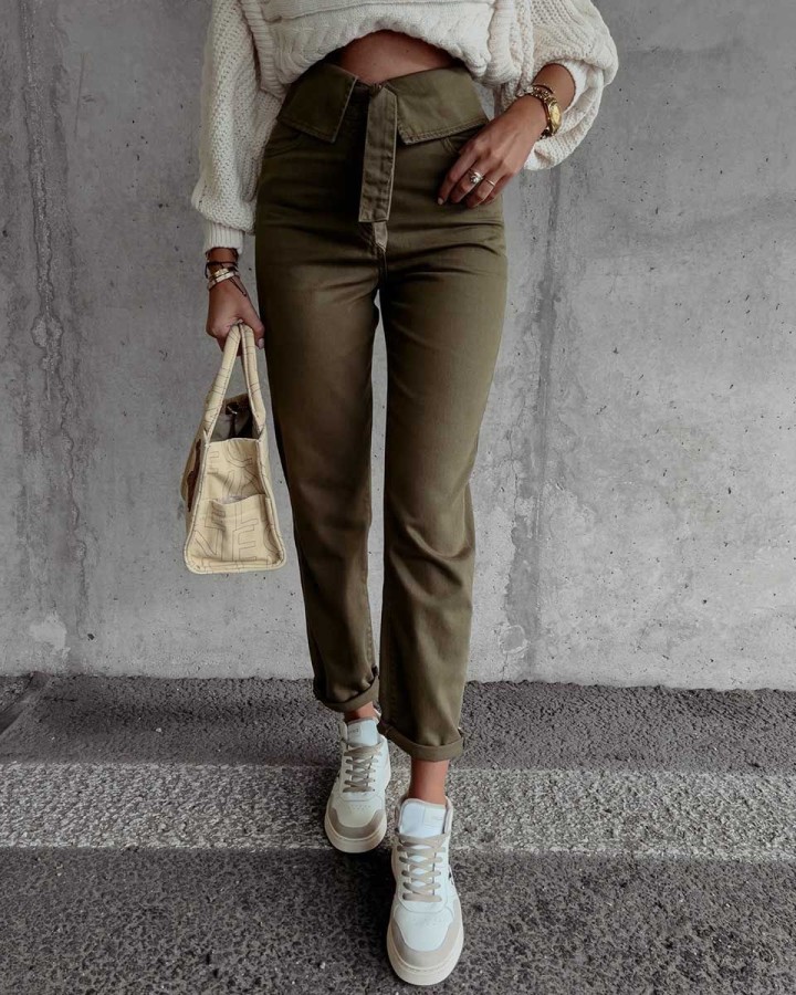 Spodnie damskie OLAVOGA GIOLA 2023 khaki - FashionPlace - 3