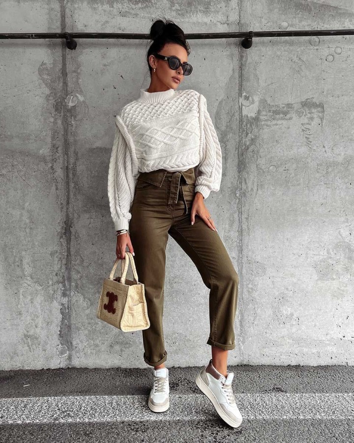 Spodnie damskie OLAVOGA GIOLA 2023 khaki - FashionPlace - 4