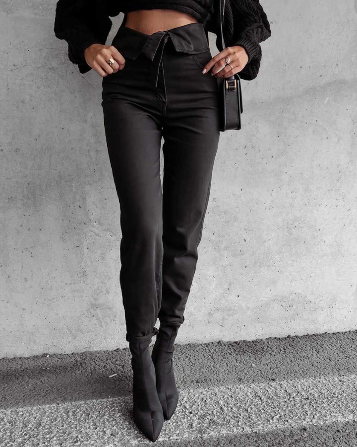 Spodnie jeansowe damskie OLAVOGA GIOLA 2023 czerń - FashionPlace - 2