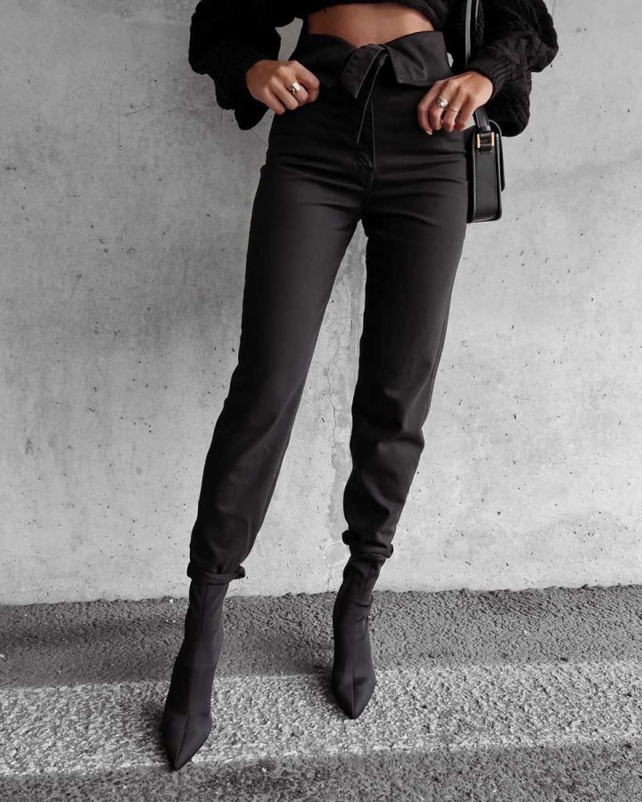 Spodnie jeansowe damskie OLAVOGA GIOLA 2023 czerń - FashionPlace - 3