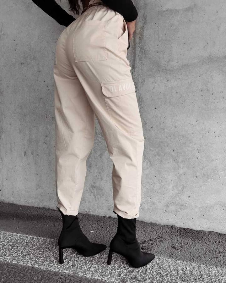 Spodnie damskie OLAVOGA ZELIA 2023 beż - FashionPlace - 4