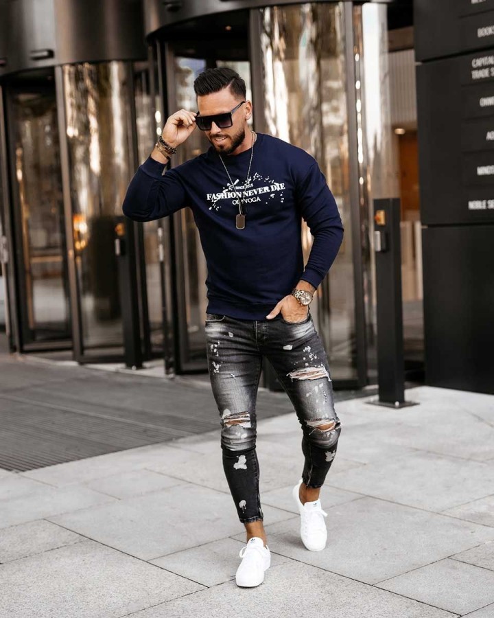 Bluza męska OLAVOGA EMIL 2023 granat - FashionPlace - 3