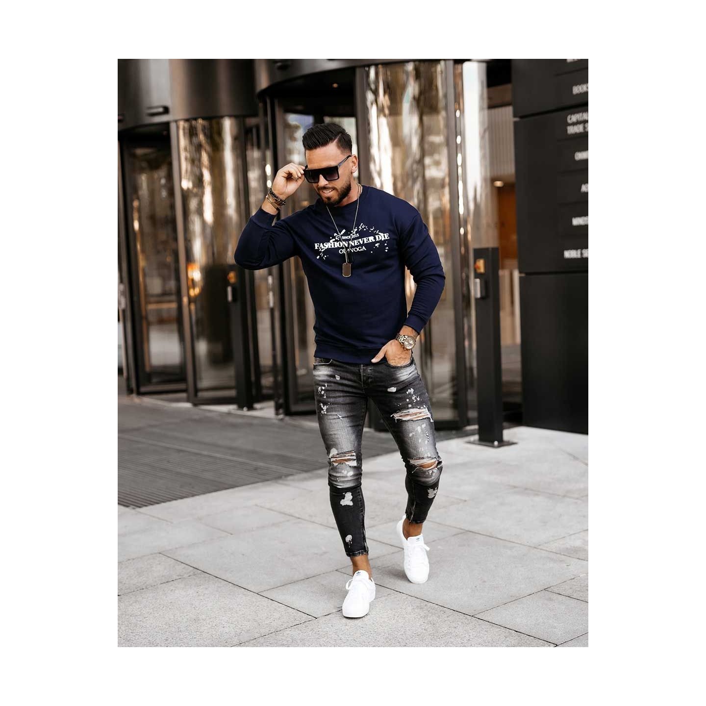 Bluza męska OLAVOGA EMIL 2023 granat - FashionPlace - 3