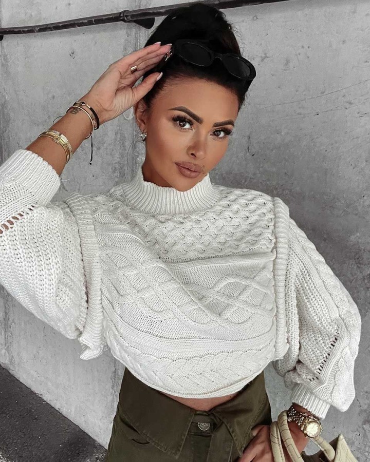 Sweter damski OLAVOGA OSLO 2023 ecru - FashionPlace - 3