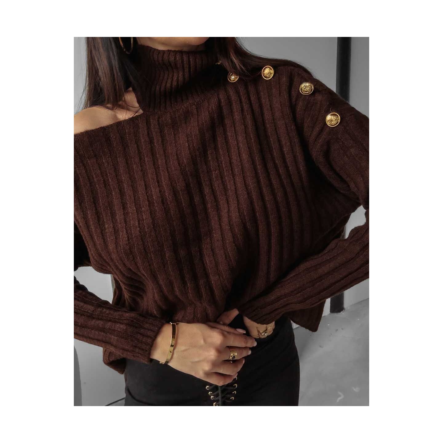 Sweter damski OLAVOGA ASHLEY 2023 czekoladowy - FashionPlace - 3