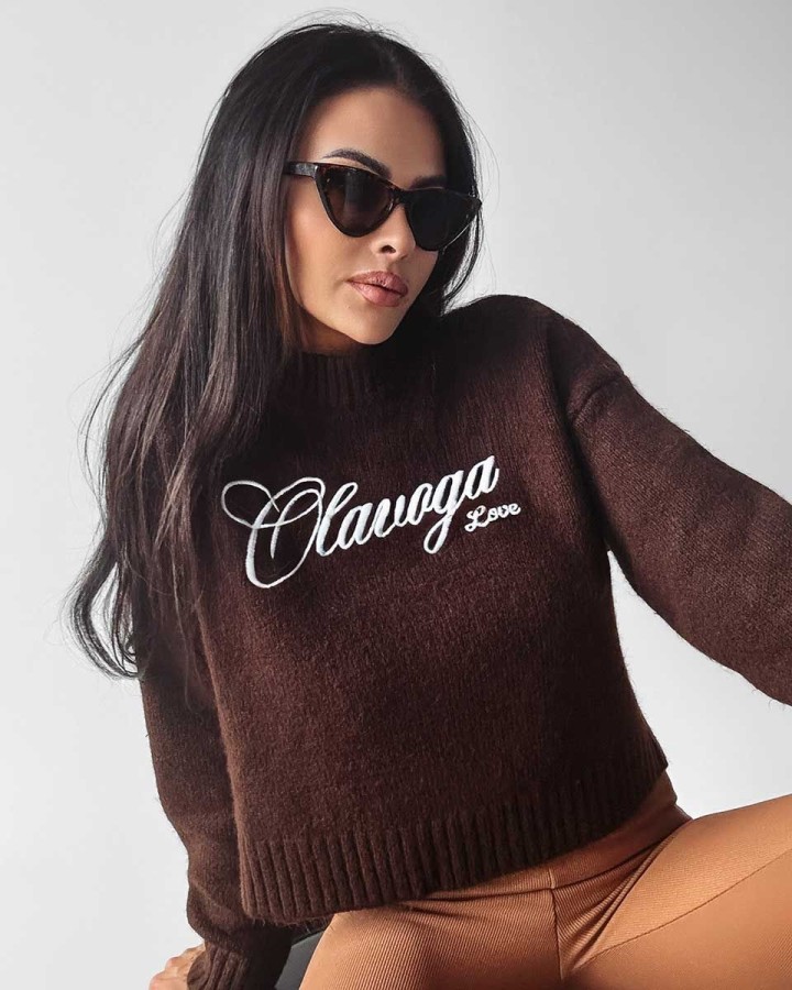 Sweter damski OLAVOGA LOCO 2023 czekoladowy - FashionPlace - 2