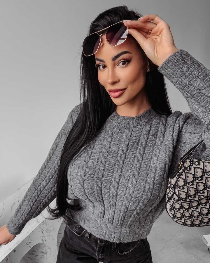 Sweter damski OLAVOGA RONIN 2023 ciemnoszary - FashionPlace - 3
