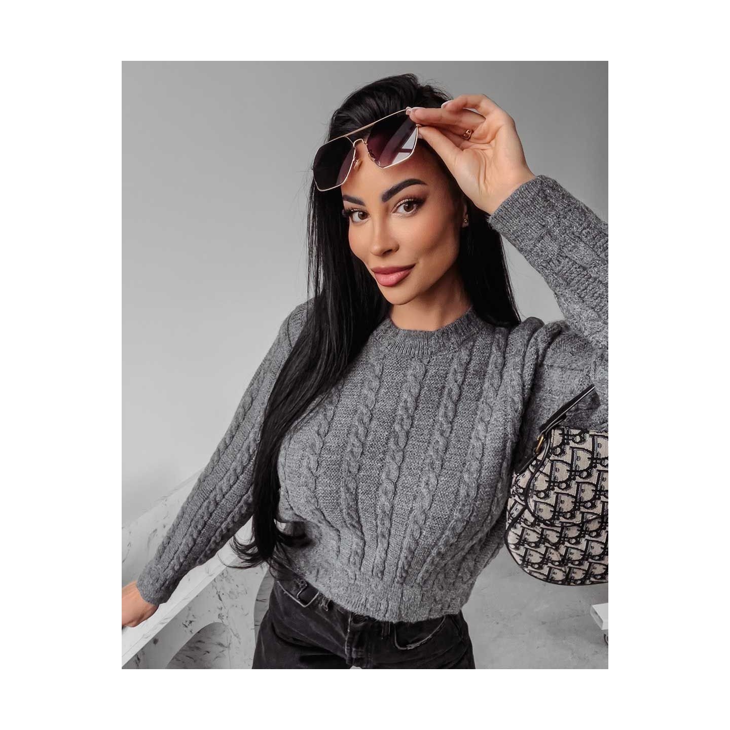 Sweter damski OLAVOGA RONIN 2023 ciemnoszary - FashionPlace - 3
