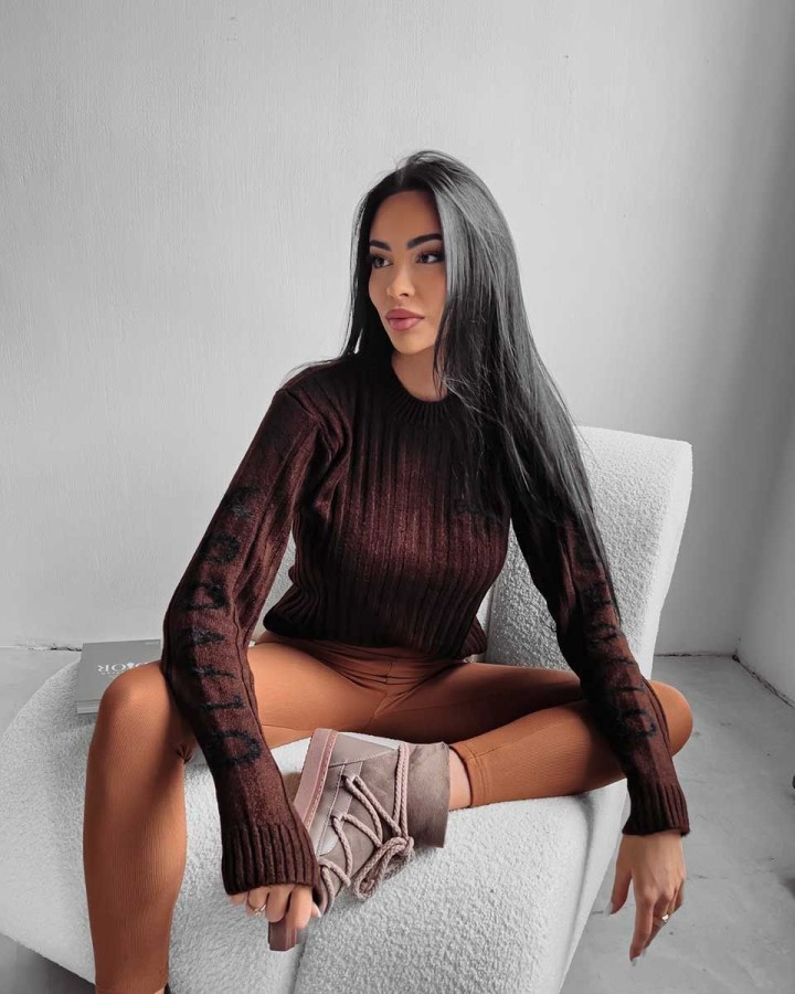 Sweter damski OLAVOGA MILLY 2023 brąz - FashionPlace - 1
