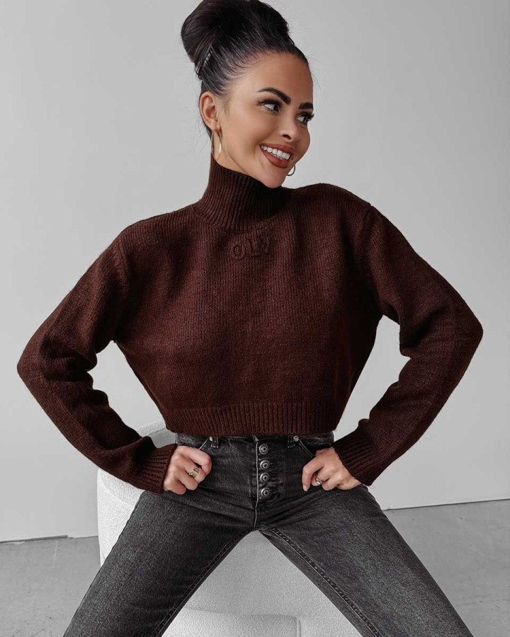 Sweter damski OLAVOGA LEILA 2023 brąz - FashionPlace - 2