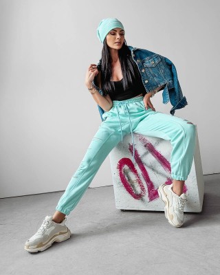 Spodnie damskie OLAVOGA NASTY 2024 miętowy - FashionPlace - 1
