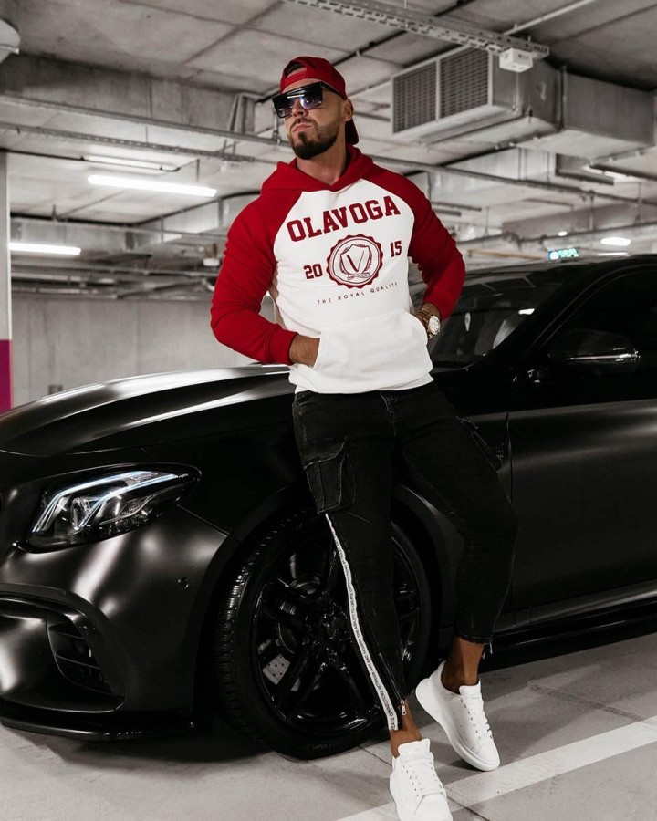 Bluza męska OLAVOGA DIVERSE 2024 ecru/czerwony - FashionPlace - 1