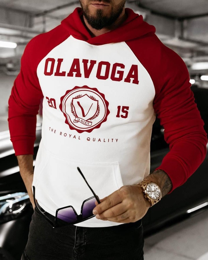 Bluza męska OLAVOGA DIVERSE 2024 ecru/czerwony - FashionPlace - 4